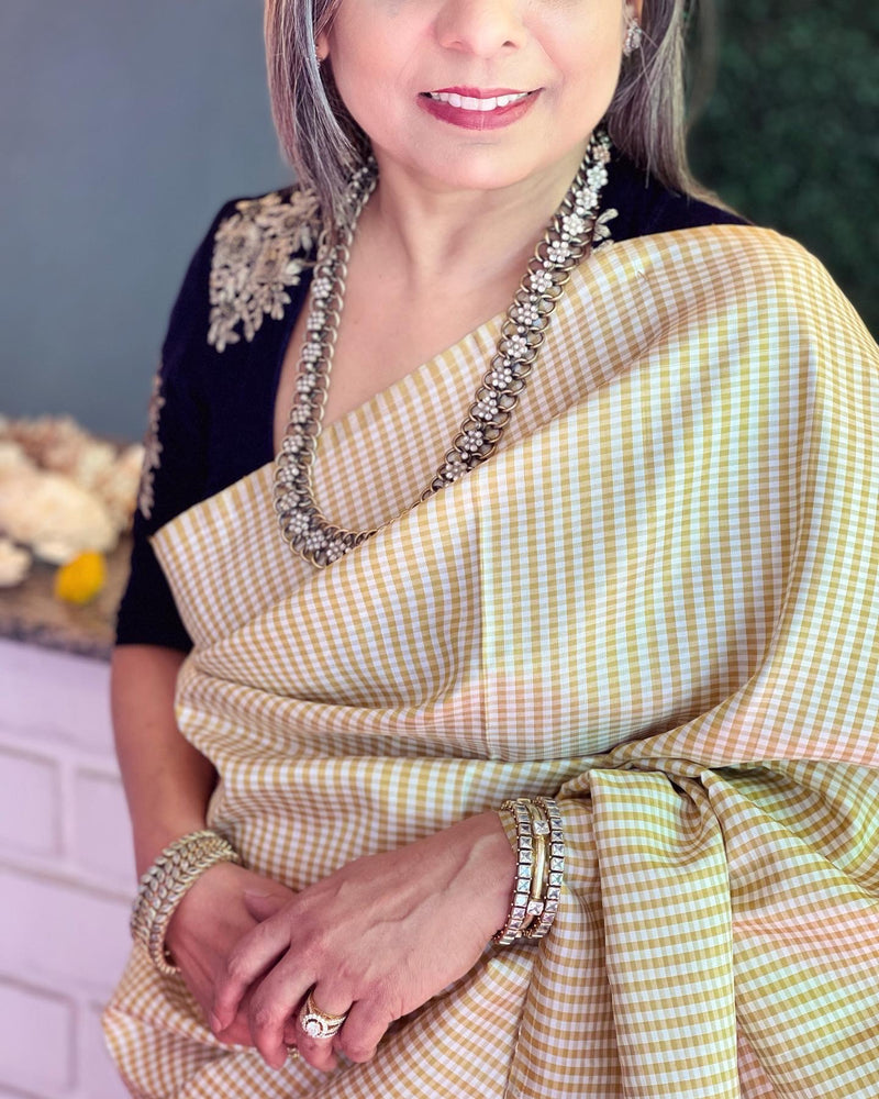 EE-V12469 Mustard Check Kanchi