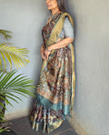 EE-V06842 Brown Kalam Tussar