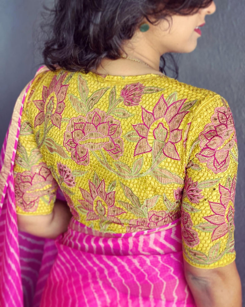 BL-V00920 Yellow Cutwork blouse