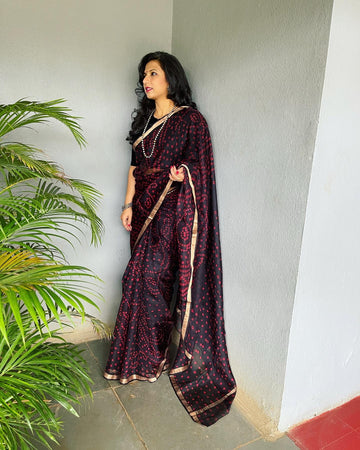 EE-V01206 Black Silk Kota Sari