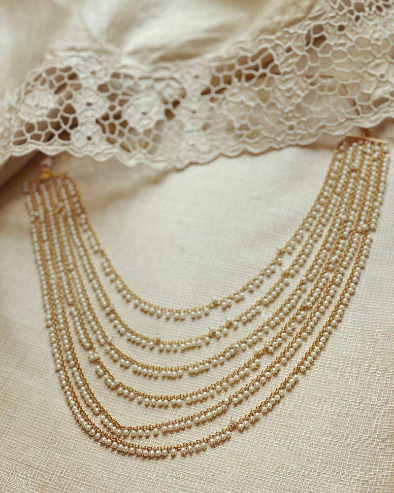 AJ-V11586 Gold Pearl Necklace