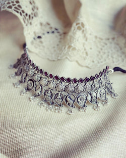 Pure silver choker necklace deals