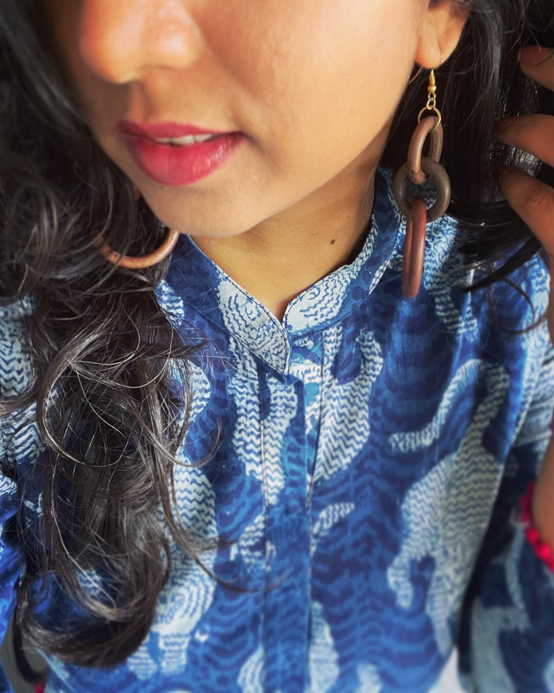 AJ-V08509 Wood Hoop Earring
