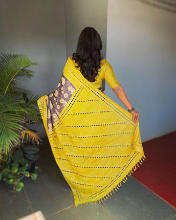 EE-V18691 Floral Tussar Cutwork