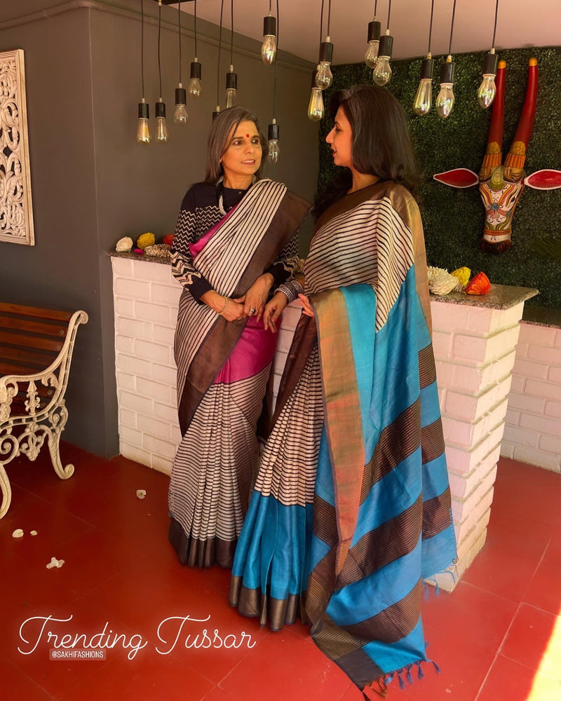 EE-V16230 Pink Tussar Saree