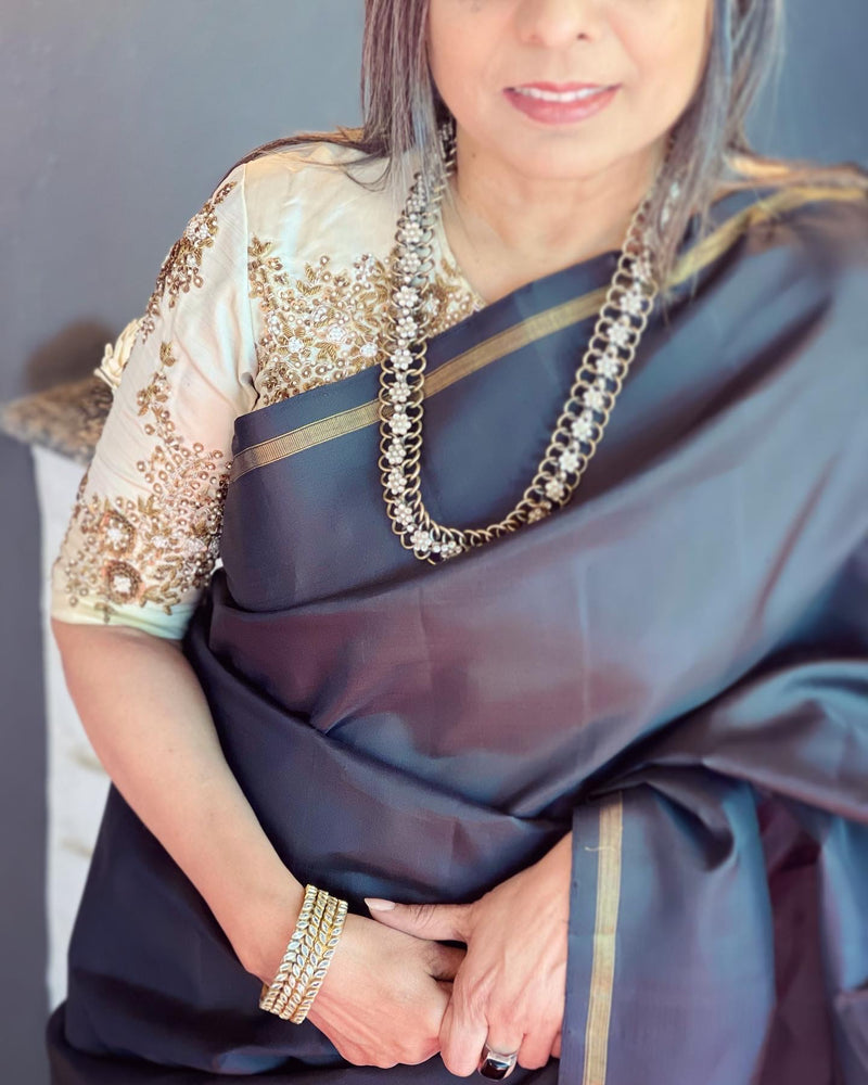 EE-V16571 Black Kanchi Sari