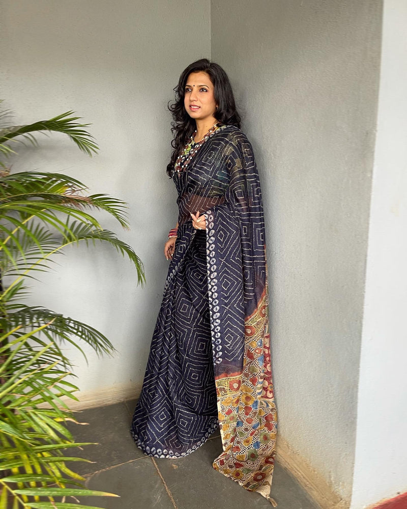 EE-V09974 Blue Kalam Cutwork