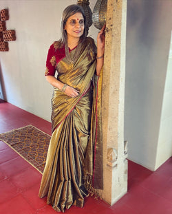 EE-V10821 Black Tissue Cotton Sari