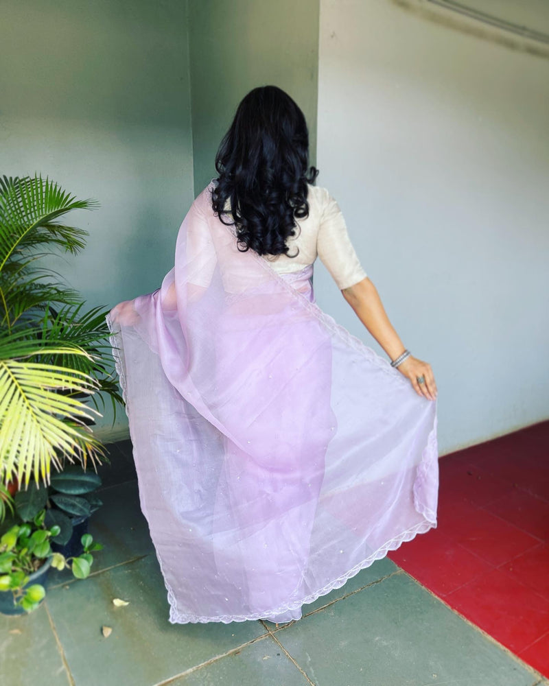 EE-V19547 Lilac Organza saree