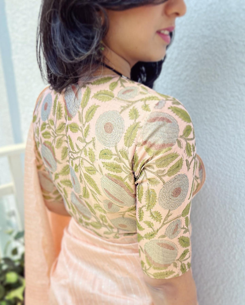 EE-V20765 Peach Cutwork Tussar Sari