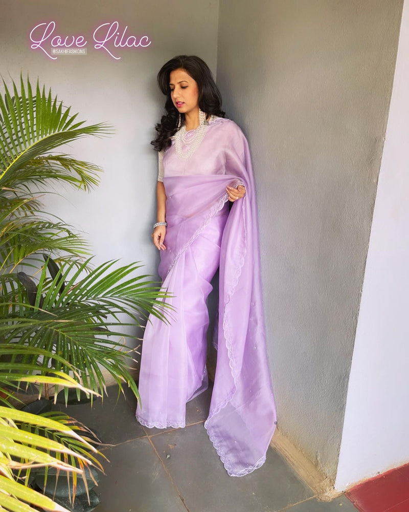 EE-V19547 Lilac Organza saree