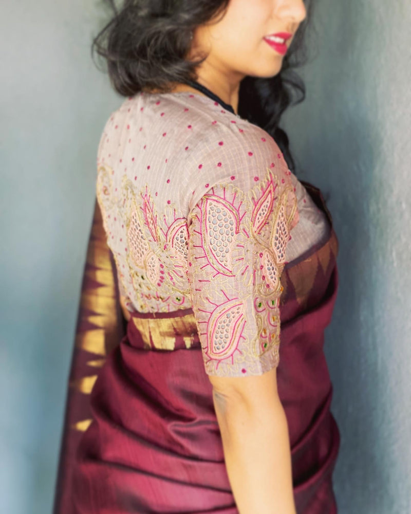 EE-V10640 Brown rawsilk sari