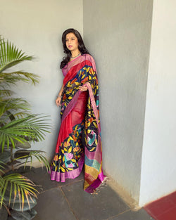 EE-V18190 Multi Black Cutwork Tussar