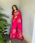 EE-V08541 Pink Organza Sari