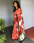 EE-S38142 Print Play Red Saree