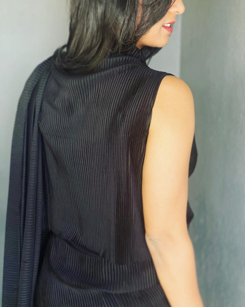 EE-V14711 Black Pleat Ready Sari