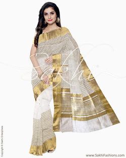 IMR-0109 - Beige & Gold Blended Tussar Saree