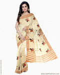 IMR-0128 - Beige & Maroon Blended Tussar Saree
