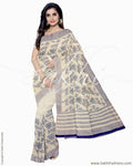 IMR-0130 - Beige & Blue Blended Tussar Saree