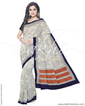 IMR-1109 - Beige & Blue Blended Tussar Saree