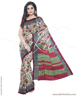 IMR-1123 - Beige & Multi Blended Tussar Saree