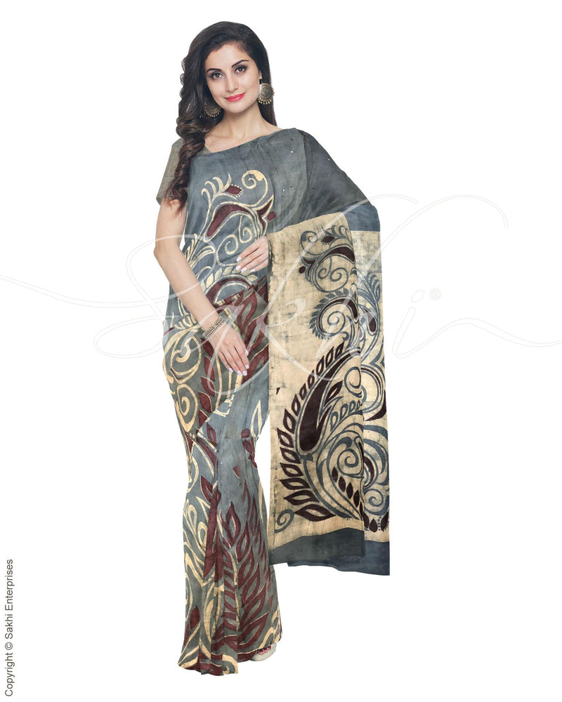 IMR-19711 - Blue & Multi Tussar  Saree