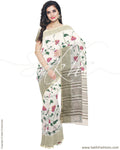 IMR-23324 - Cream &  Pure Linen Saree