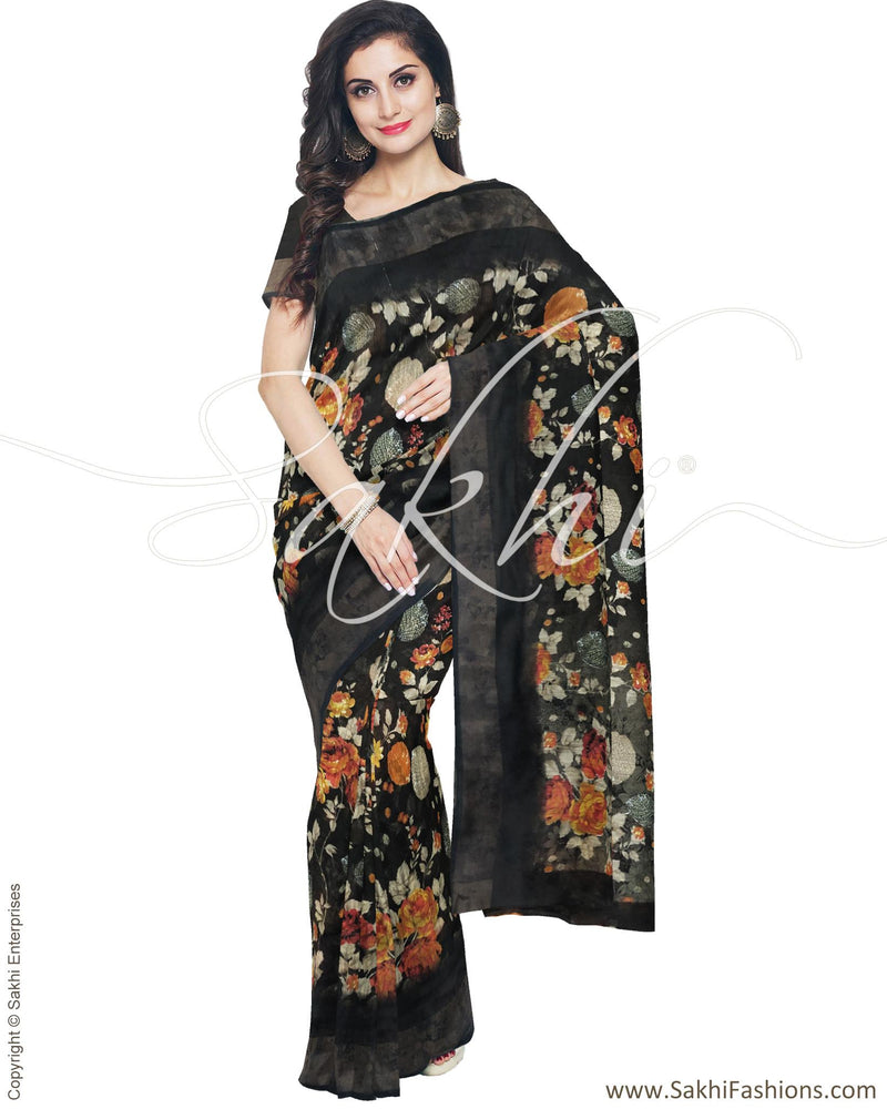 IMR-23331 - Black &  Blended Chanderi  Saree
