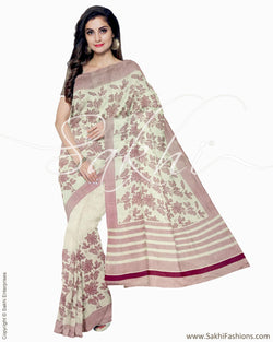 IMR-2357 - Beige & Purple Blended Tussar Saree