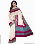 IMR-2387 - Beige & Multi Blended Tussar Saree