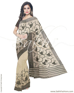 IMR-24734 - Beige & Multi  Blended Tussar Saree