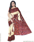 IMR-3974 - Beige & Maroon Blended Tussar Saree