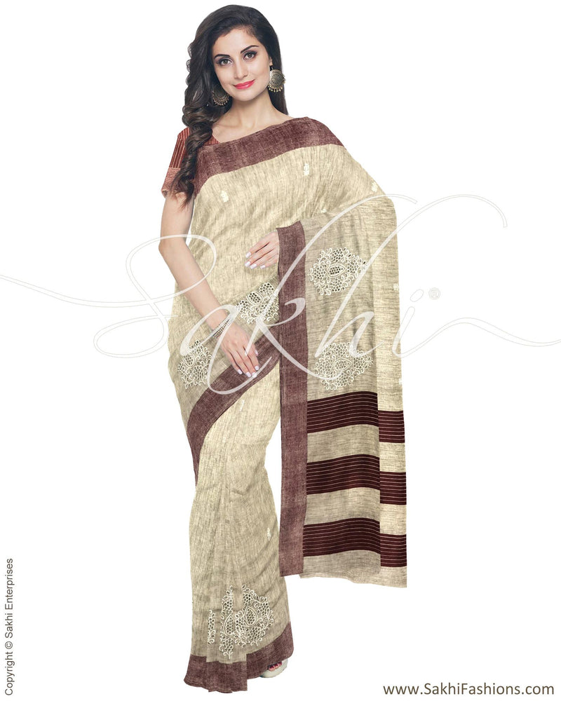 IMR-9919 - Beige &  Blended Tussar Saree