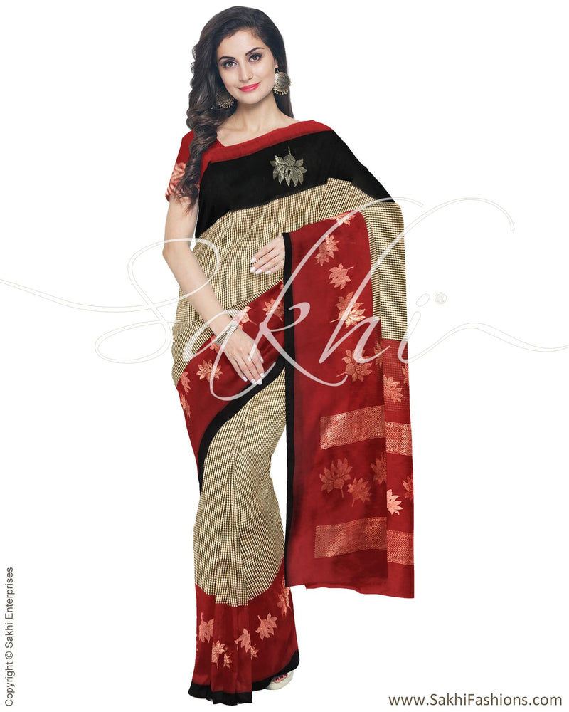 IMR-9942 - Brown &  Blended Tussar Saree