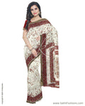 IMS-13028 - Beige &  Faux Linen Saree