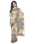 IMS-13232 - Light Yellow &  Faux Linen Saree