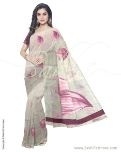 IMS-13244 - Green &  Faux Linen Saree