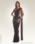 IS-0011 Black & Gold Lycra Saree