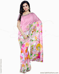 ITR-1273 - Pink & Multi Blended Tussar Saree