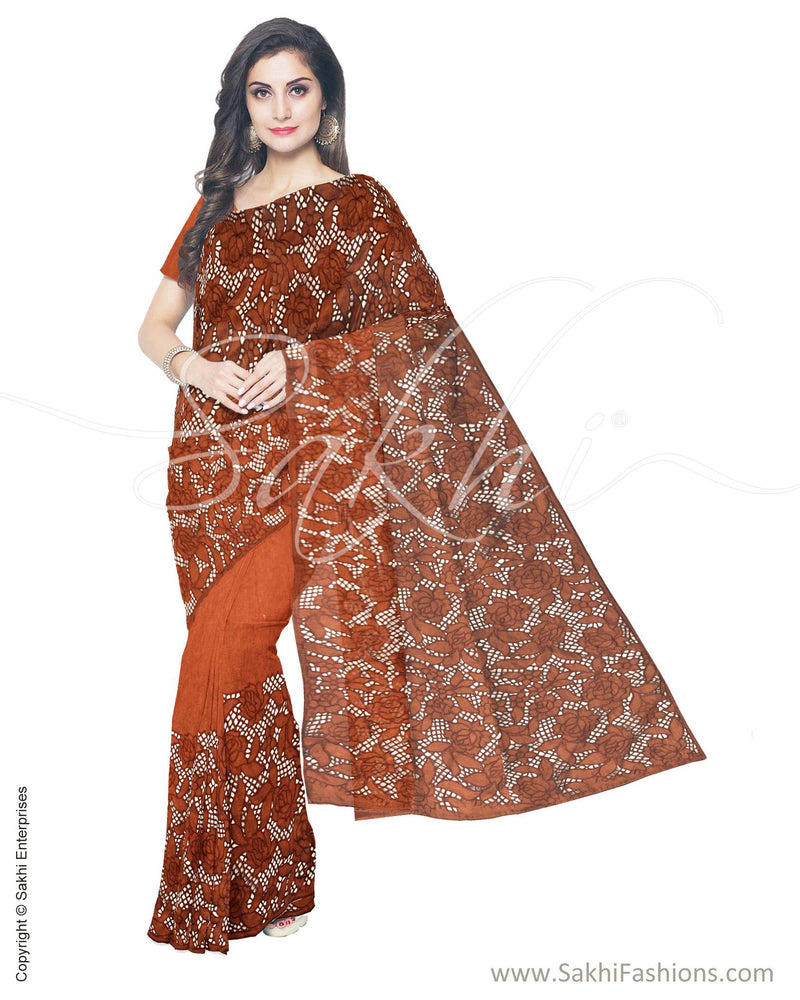 ITS-18800 - Copper &  Faux Tussar Saree