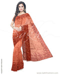 ITS-18815 - Orange &  Faux Tussar Saree