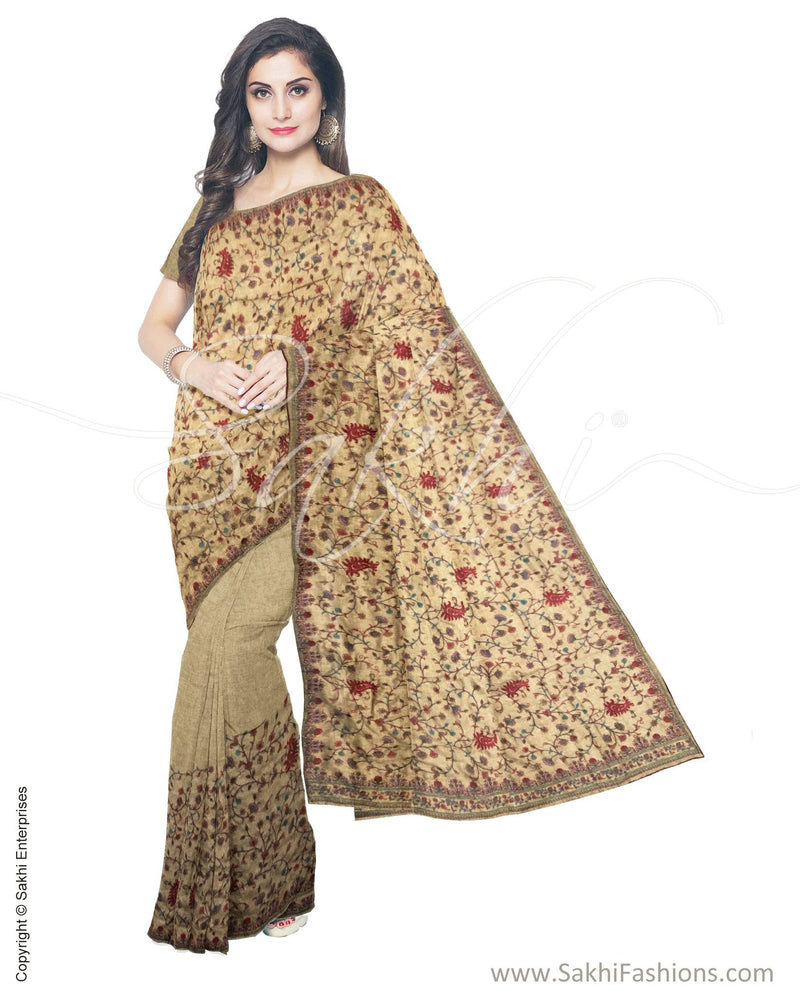 ITS-18820 - Brown &  Faux Tussar Saree