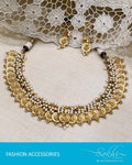 AJDS-22931 Gold Pearl Kasu Mala set