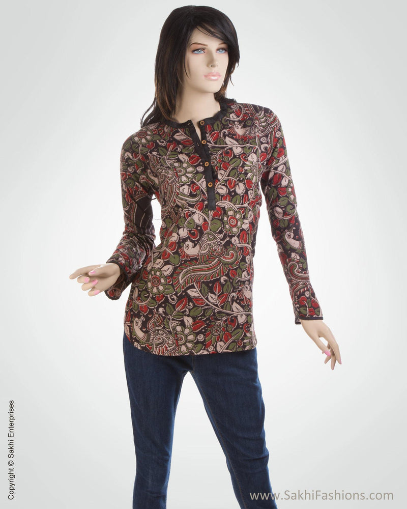 Black & Multi Pure Cotton Kurti