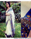 EDPQ-7730 - Cream & Blue Pure Cotton Saree