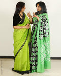 L12G-EEQ - Green & Black Pure Chanderi Silk Saree
