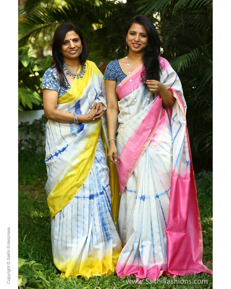 L13G-EEQ - Blue & Pink Pure Chanderi Silk Saree
