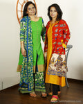 L16G-EEQ - Green & Red Pure Cotton Chudidhar & Jacket