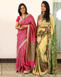 E17G-EEQ - Pink & Cream Pure Chanderi Silk Saree