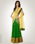 LHO-14517 - Green & Yellow Net Lehenga